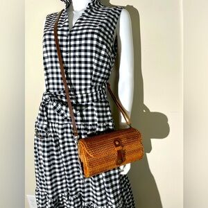 Straw Studios Raffia Crossbody East West Bag Purse Made In Bali Lined NEW BOHO